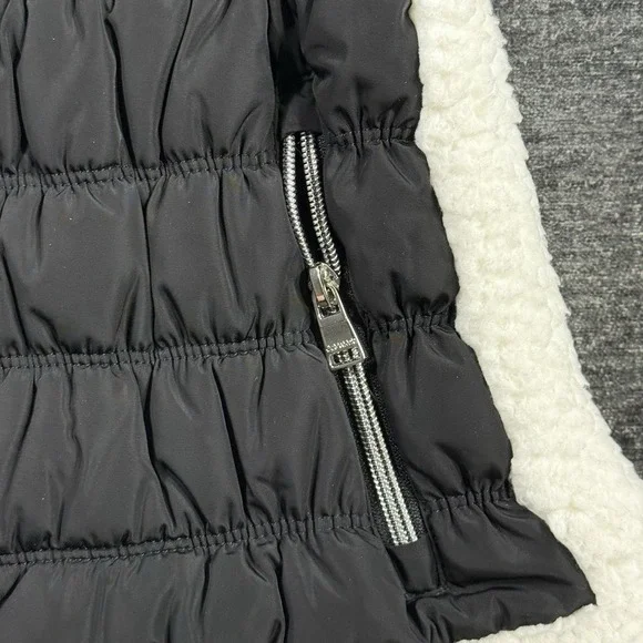 Calvin Klein Womens Performance Black Puffer Vest White Sherpa Lining Size Small - Picture 5 of 11